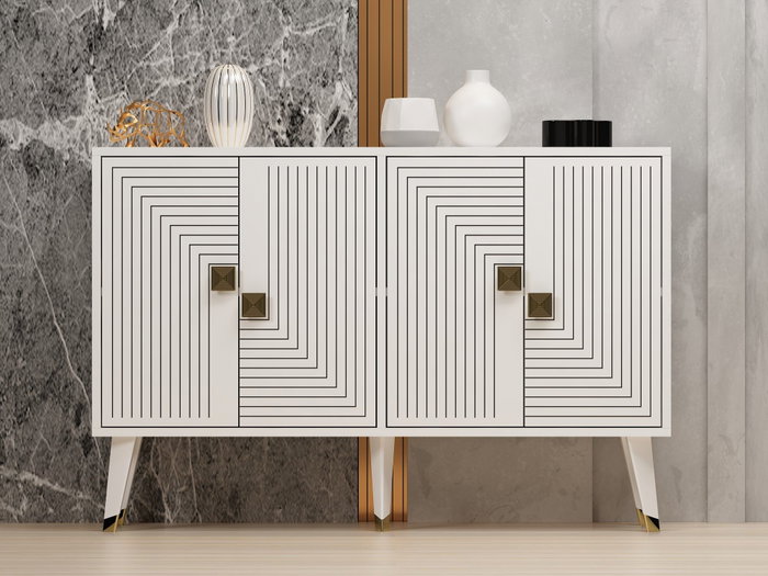 Hanah Home Consola Blanco y Oro Hanah Home Consola Blanco y Oro